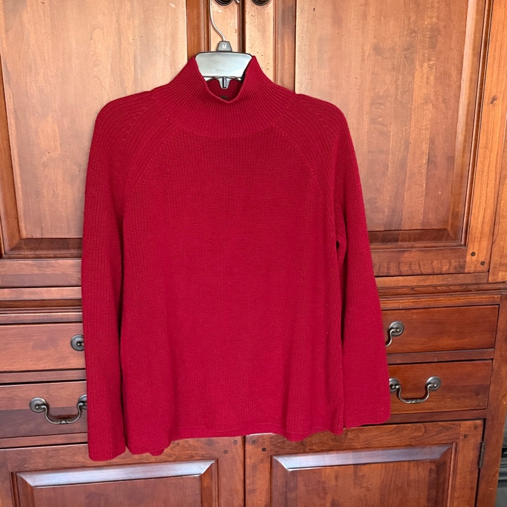 Eileen Fisher Rich Red Turtleneck Sweater, Merino Wool